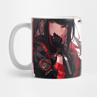 Aesthetic Anime Girl Red White Black | Quality Aesthetic Anime Design | Chibi Manga Anime Art Mug